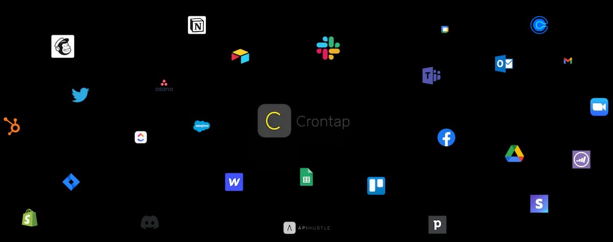 Crontap can be integrated with thousands of apps using Zapier or Make and get notifications in your favorite service, email or via sms.